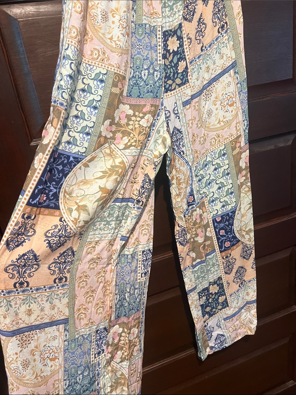 Lightweight Patchwork Print Maxi Dress with Spaghetti Straps - Picture 3 of 3